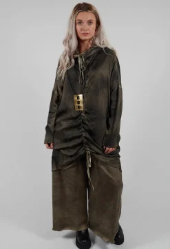 Pleat Front Trousers in Gabardina di Cotone Green Tuscany