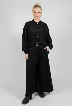 Pleat Front Trousers in Gabardina di Cotone Nero