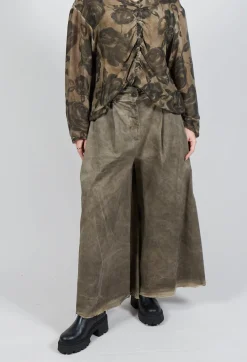 Pleat Front Trousers in Gabardina di Cotone Green Tuscany