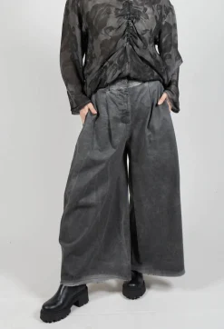 Pleat Front Trousers in Gabardina di Cotone Grey Storm