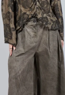 Pleat Front Trousers in Gabardina di Cotone Green Tuscany