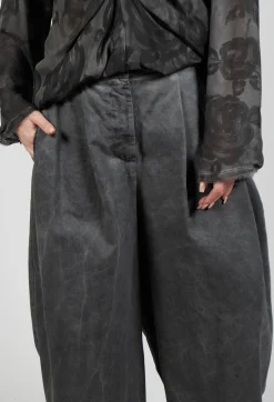 Pleat Front Trousers in Gabardina di Cotone Grey Storm