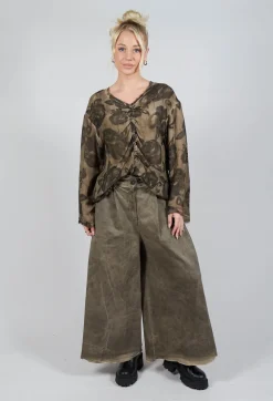 Pleat Front Trousers in Gabardina di Cotone Green Tuscany