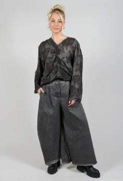 Pleat Front Trousers in Gabardina di Cotone Grey Storm