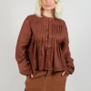 Pleat Shirt in Brown