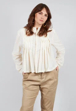 Pleat Shirt in Cream