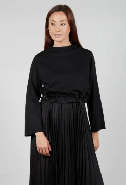 Pleated Dress with Overlay Top in Nero
