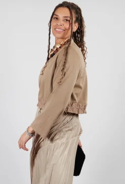 Pleated Dress with Overlay Top in Camel