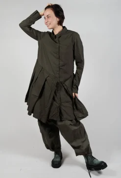 Pleated Hem Shirt Dress in Jungle Print