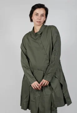 Pleated Hem Shirt Dress in Camp Print