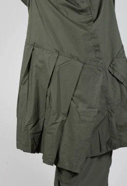 Pleated Hem Shirt Dress in Camp Print