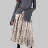 Pleated Lona Skirt in Light Grey