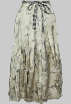 Pleated Lona Skirt in Light Grey
