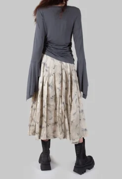 Pleated Lona Skirt in Light Grey
