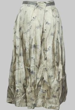 Pleated Lona Skirt in Light Grey
