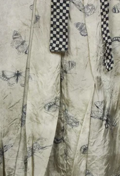 Pleated Lona Skirt in Light Grey