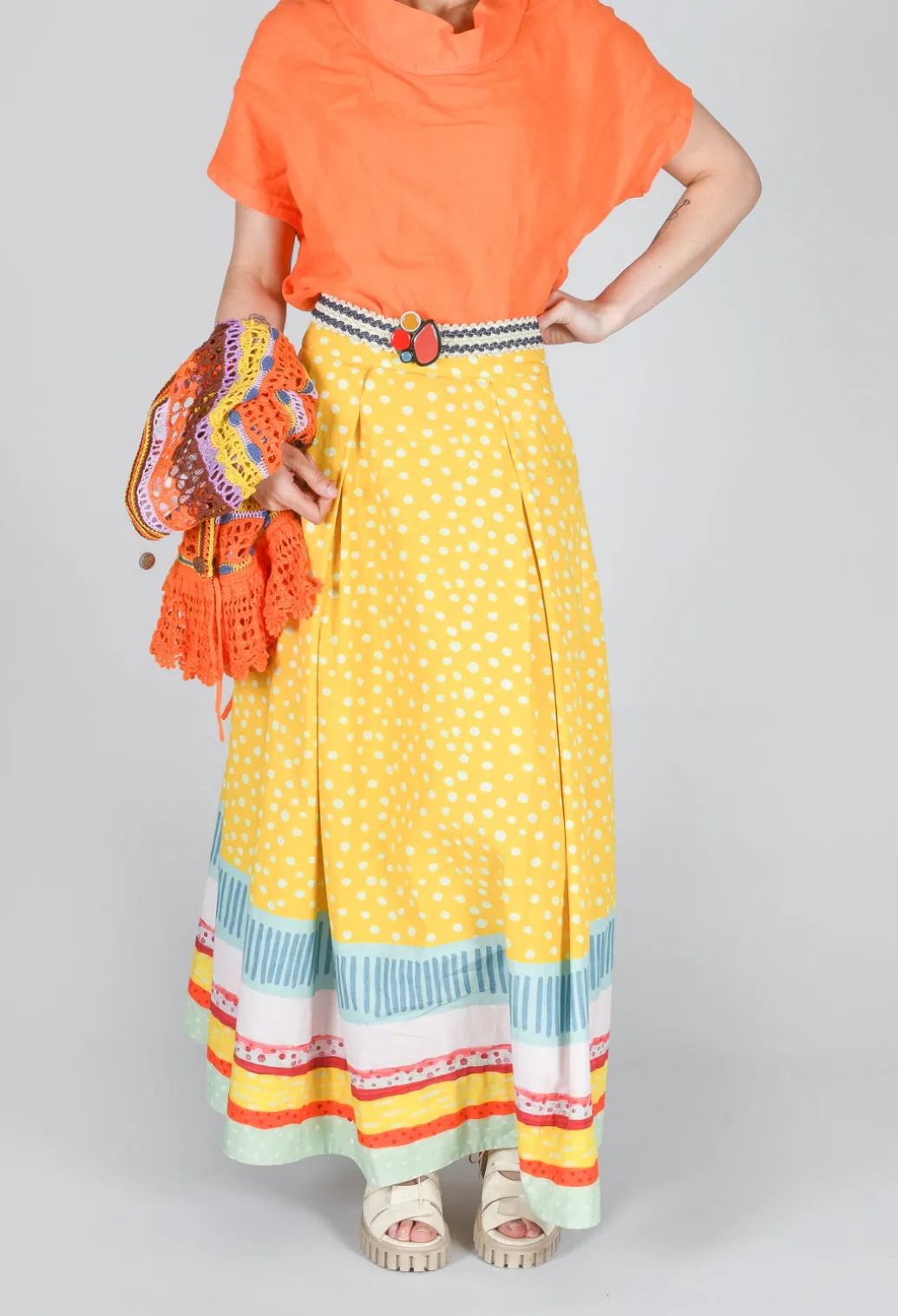 Pleated Maxi Skirt in Yellow
