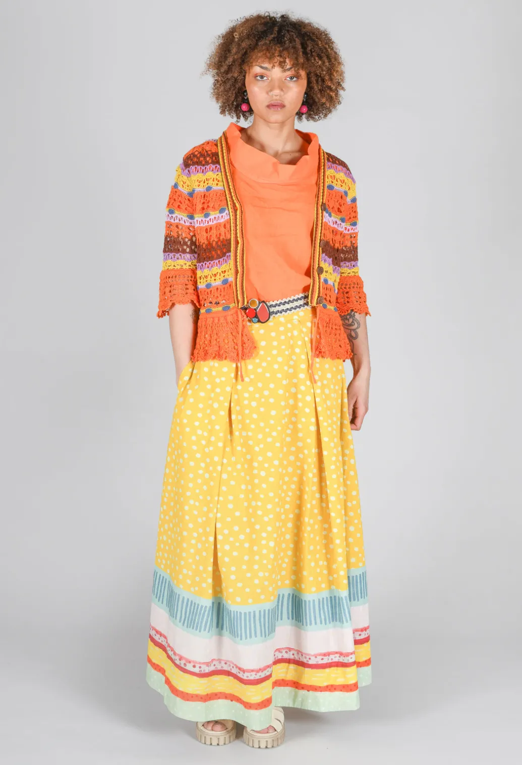 Pleated Maxi Skirt in Yellow