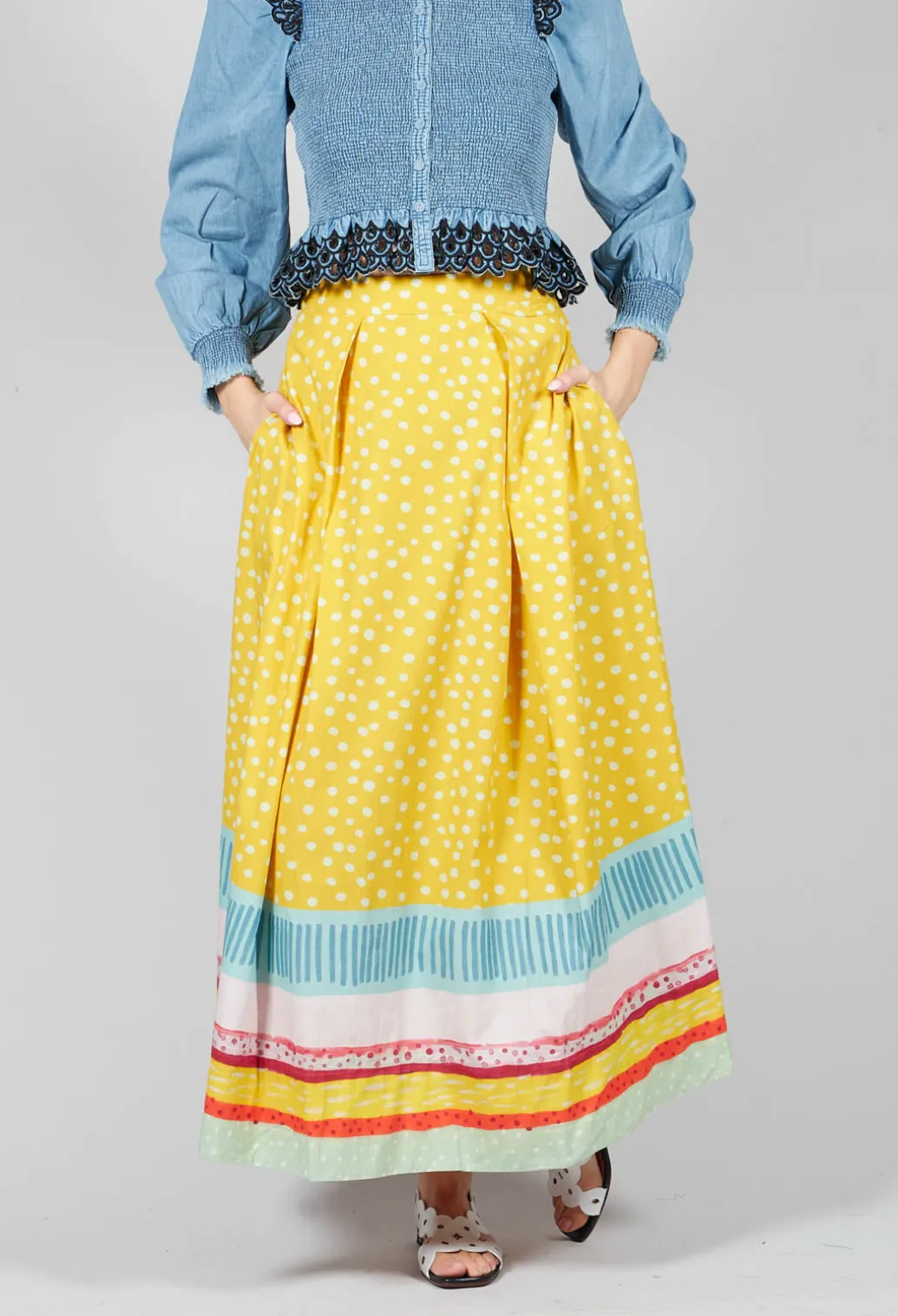 Pleated Maxi Skirt in Yellow