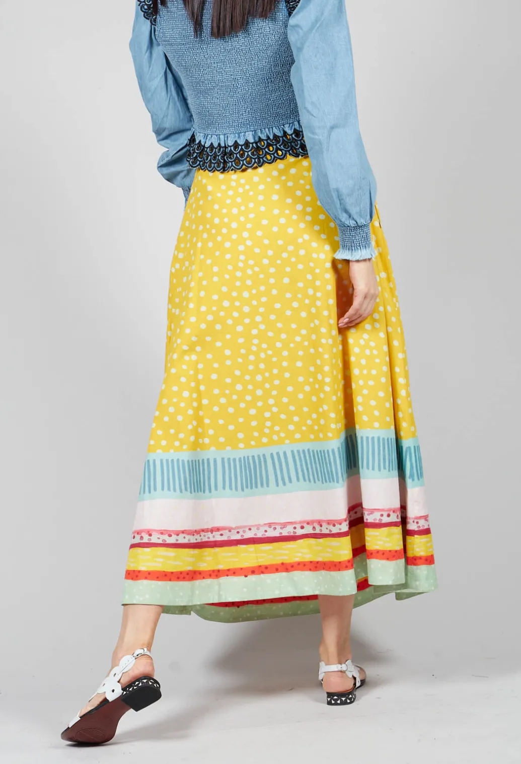 Pleated Maxi Skirt in Yellow