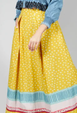 Pleated Maxi Skirt in Yellow