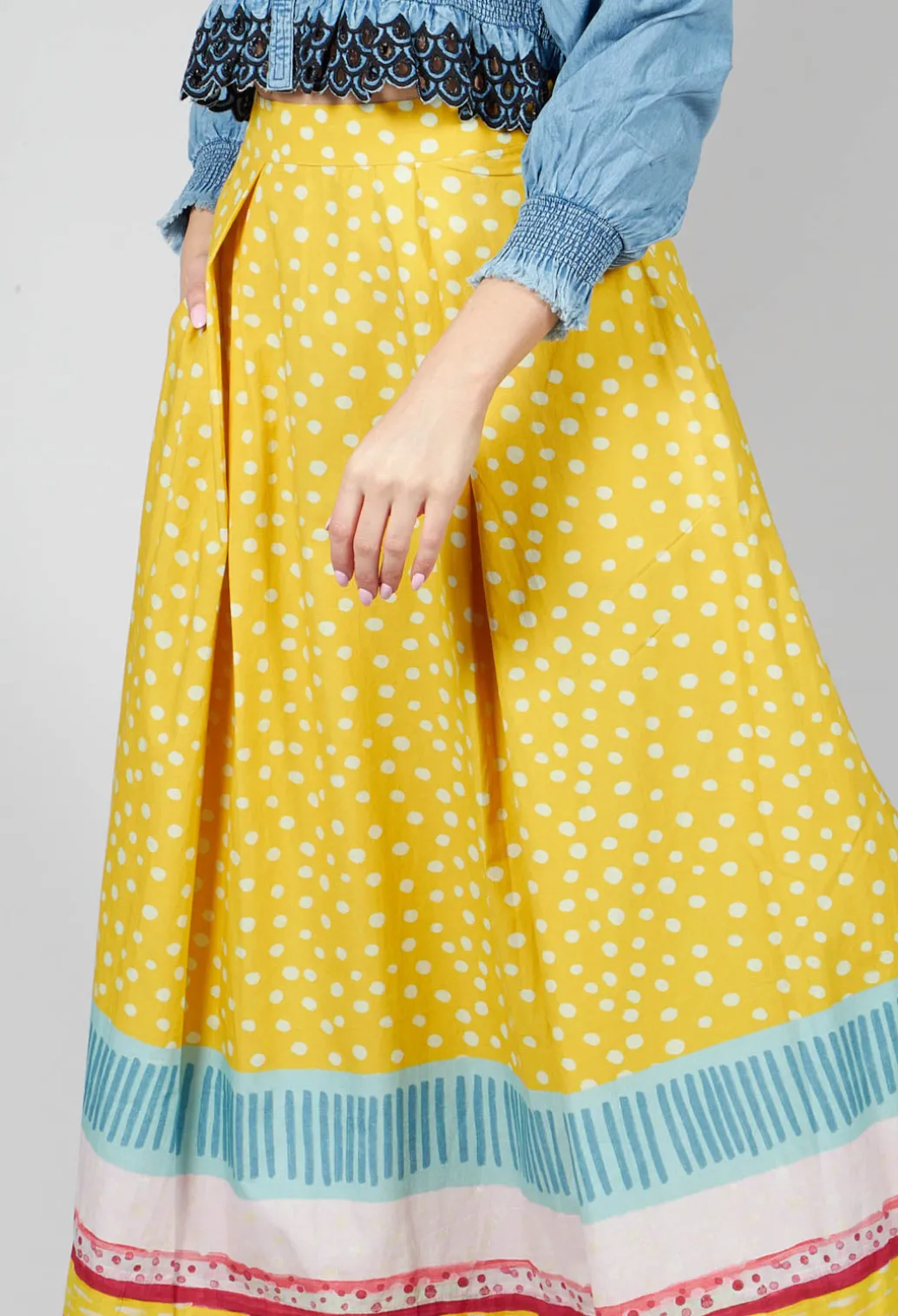 Pleated Maxi Skirt in Yellow