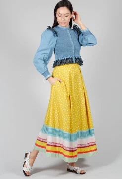 Pleated Maxi Skirt in Yellow