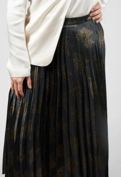 Pleated Midi Skirt in Grigio / Moro / Lime