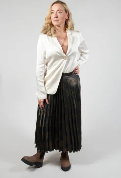Pleated Midi Skirt in Grigio / Moro / Lime