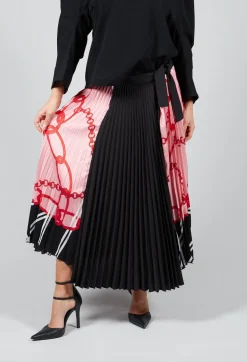 Pleated Midi Skirt in Nude