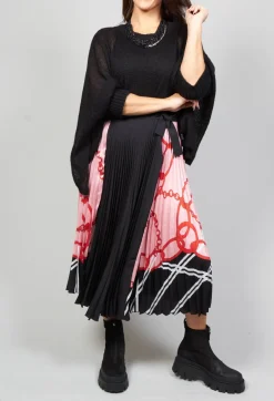 Pleated Midi Skirt in Nude