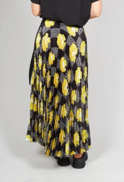Pleated Midi Skirt in Yellow