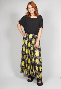 Pleated Midi Skirt in Yellow
