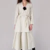 Pleated Nayati Skirt in White Clay
