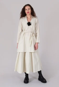 Pleated Nayati Skirt in White Clay