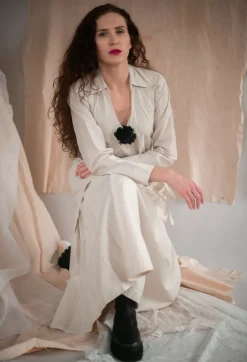 Pleated Nayati Skirt in White Clay