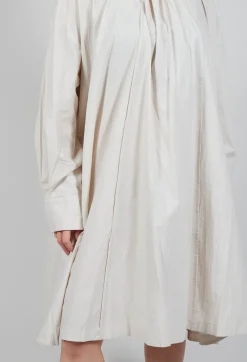 Pleated Neckline Shirt Dress in Sand