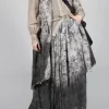Pleated Ombre Skirt in Viscosa Seta and Cotone Degrade Gold