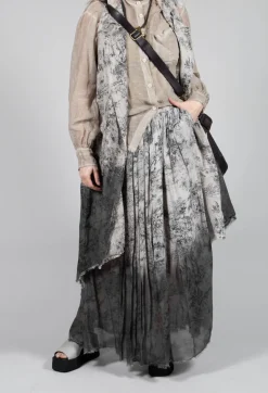 Pleated Ombre Skirt in Viscosa Seta and Cotone Degrade Gold