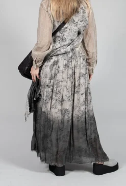 Pleated Ombre Skirt in Viscosa Seta and Cotone Degrade Gold