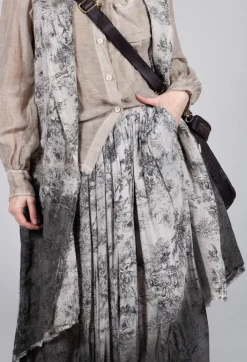 Pleated Ombre Skirt in Viscosa Seta and Cotone Degrade Gold