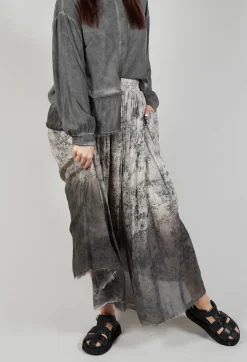 Pleated Ombre Skirt in Viscosa Seta and Cotone Degrade Gold
