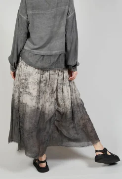 Pleated Ombre Skirt in Viscosa Seta and Cotone Degrade Gold