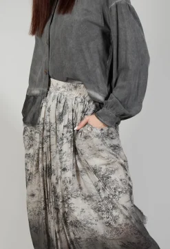 Pleated Ombre Skirt in Viscosa Seta and Cotone Degrade Gold