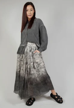 Pleated Ombre Skirt in Viscosa Seta and Cotone Degrade Gold