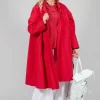 Pleated Overcoat in Rosso