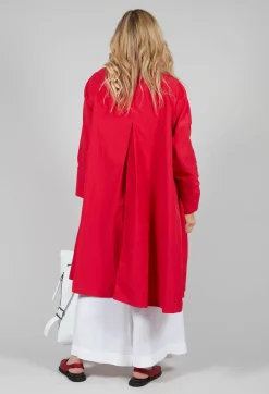 Pleated Overcoat in Rosso