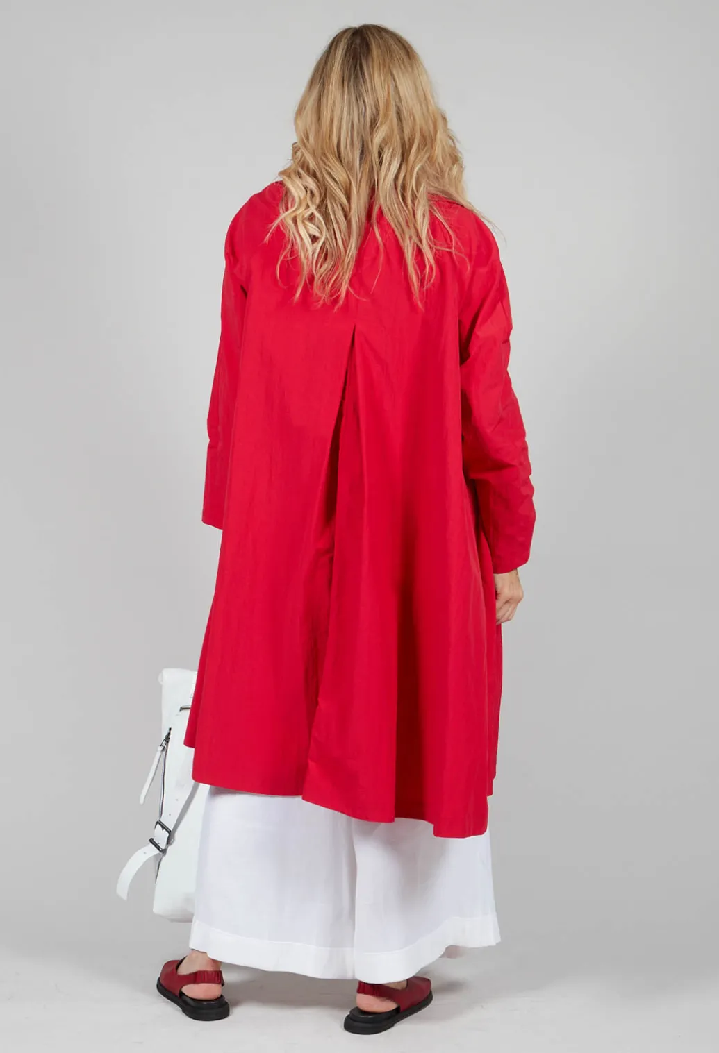 Pleated Overcoat in Rosso