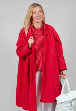 Pleated Overcoat in Rosso