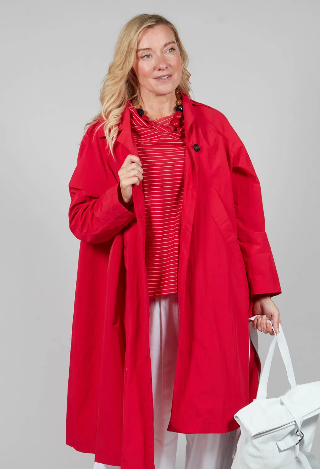 Pleated Overcoat in Rosso
